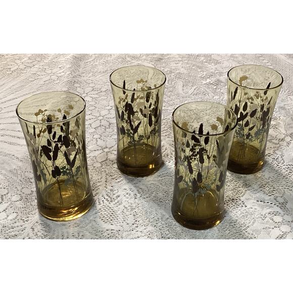 Set Of 4 Vintage Federal Interlude Highball Hourglass Drinking Glasses 12 Ounces - Picture 2 of 9